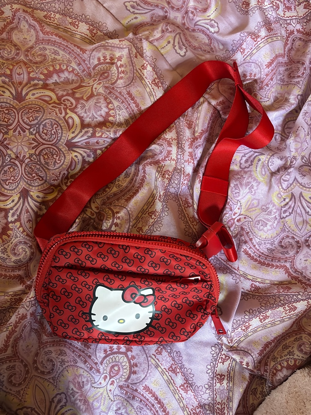 Hello Kitty Red Patterned Crossbody Belt Bag